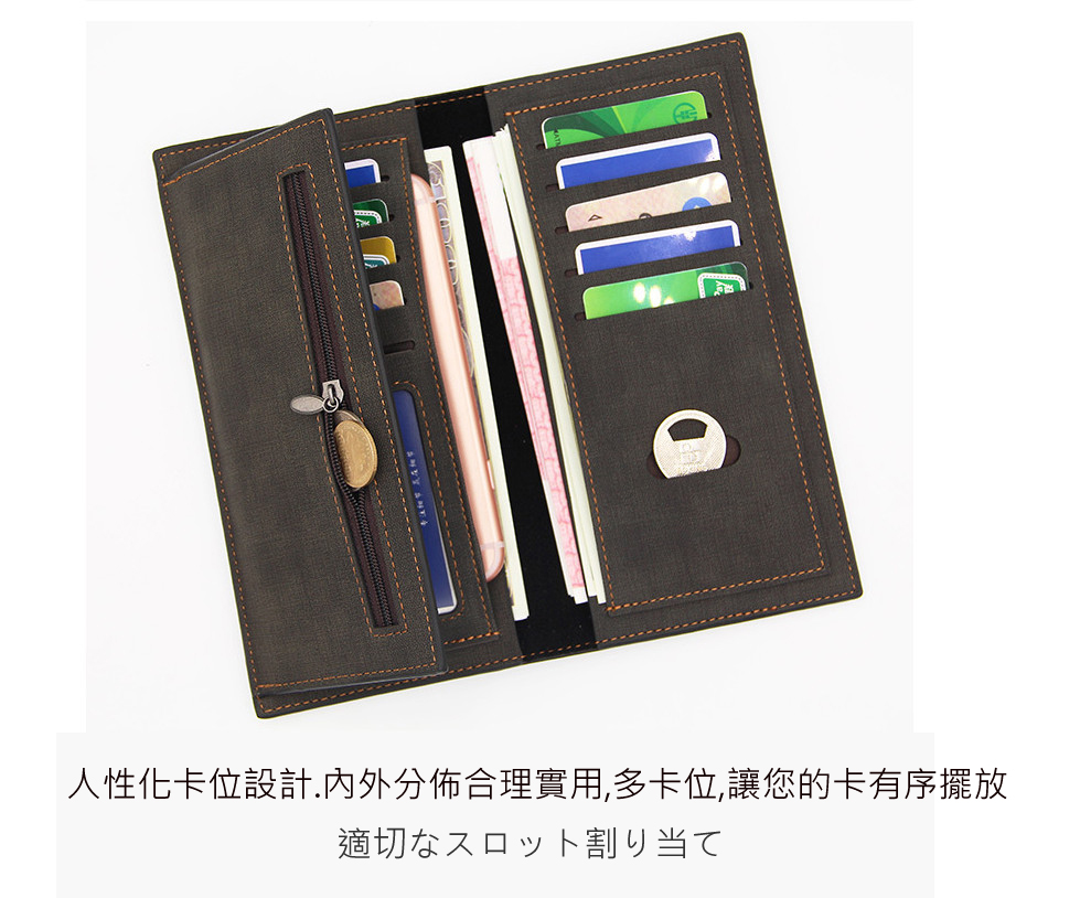 【LIVEGOGO】男士時尚磨砂皮,多卡位,長夾零錢包 - Image 5